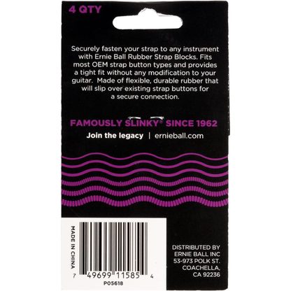 Ernie Ball Strap Blocks 4pk in Purple