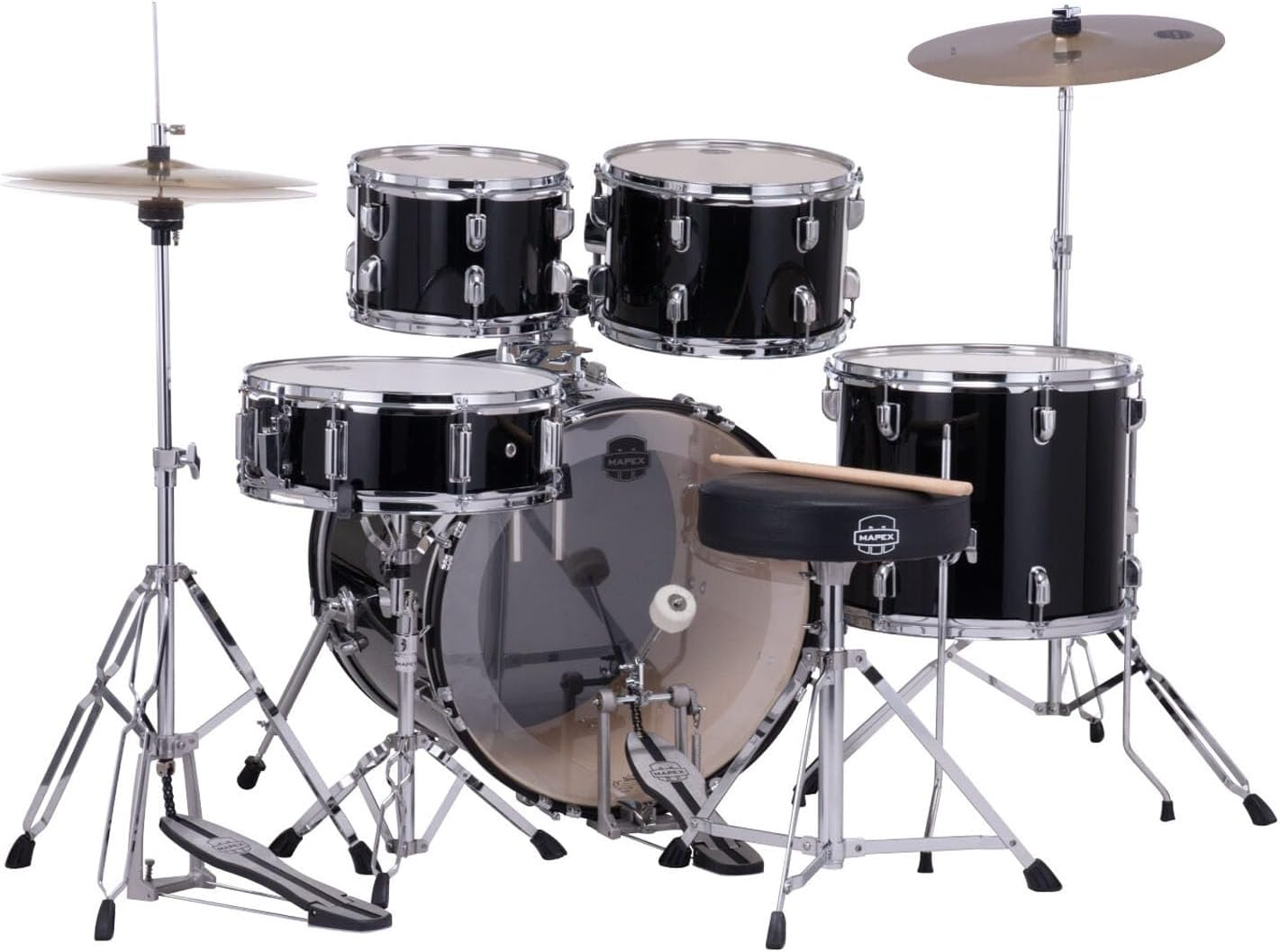 Mapex Comet 5 Piece Rock Drum Kit in Dark Black