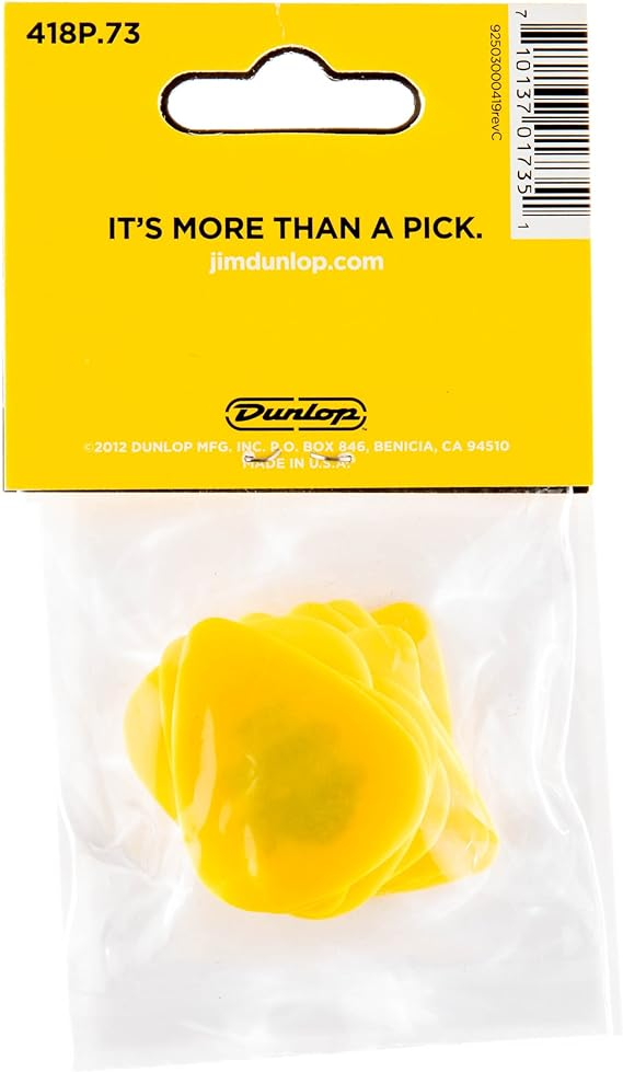 Jim Dunlop Tortex Standard Guitar Picks .73mm 12 Pack in Yellow