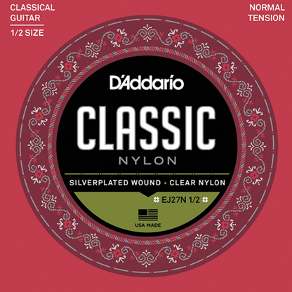 D'Addario EJ27N 1/2 Student Nylon Fractional Classical Guitar Strings Normal Tension