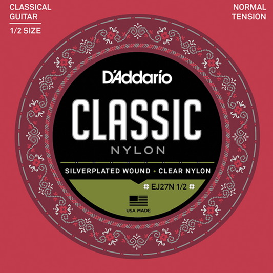 D'Addario EJ27N 1/2 Student Nylon Fractional Classical Guitar Strings Normal Tension