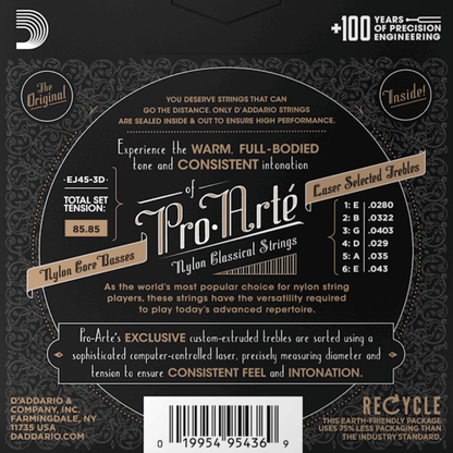 D'Addario EJ45 3D Pro Arte Nylon 3 Sets Classical Guitar Strings Normal Tension