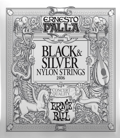 Ernie Ball 2406 Ernesto Palla Black & Silver Nylon Classical Guitar Strings 28-42 Gauge
