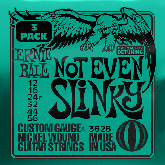 Ernie Ball Not Even Slinky Nickel Wound Electric Guitar Strings 3 Pk 12-56 Gauge