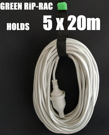 RiP RAC Lead Rack Velcro Cable Storage System GREEN 5 x 175mm TABS