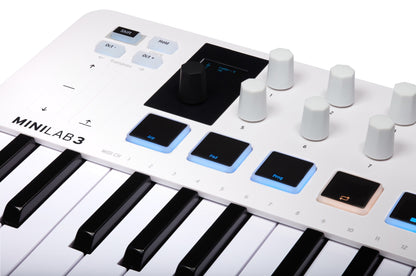 Arturia MiniLAB 3 Compact MIDI Keyboard & Pad Controller in White