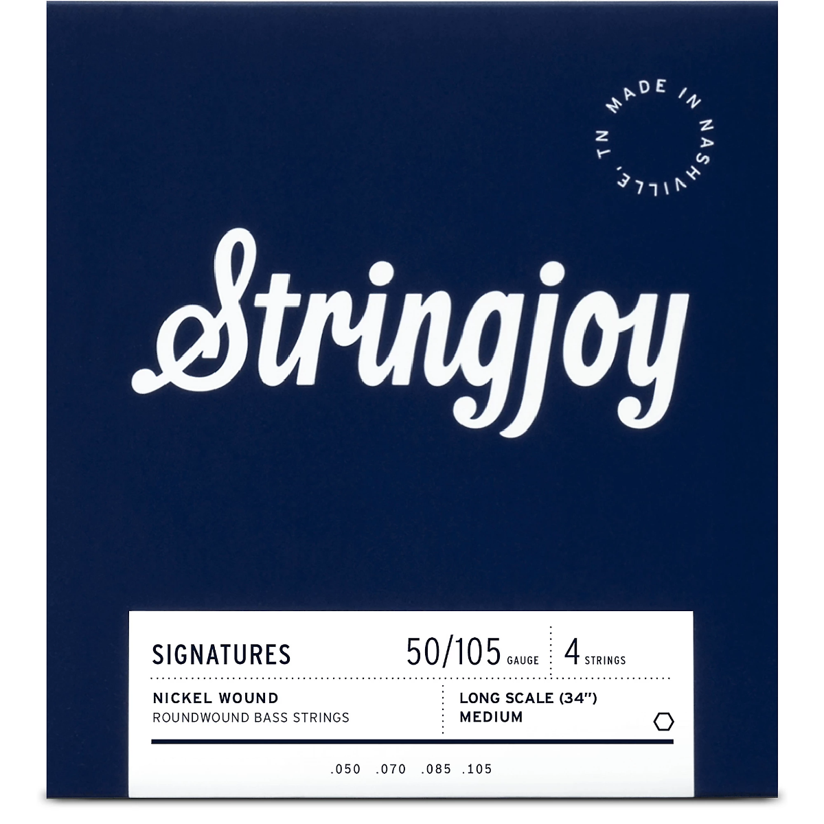 Stringjoy Long Scale 4 String Signatures Nickel Wound Bass Guitar Strings 50-105 Medium Gauge