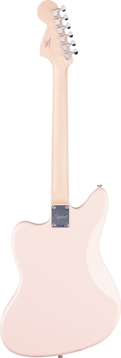 Squier FSR Affinity Series Jaguar, Laurel Fingerboard, White Pickguard, Matching Headstock in Shell Pink