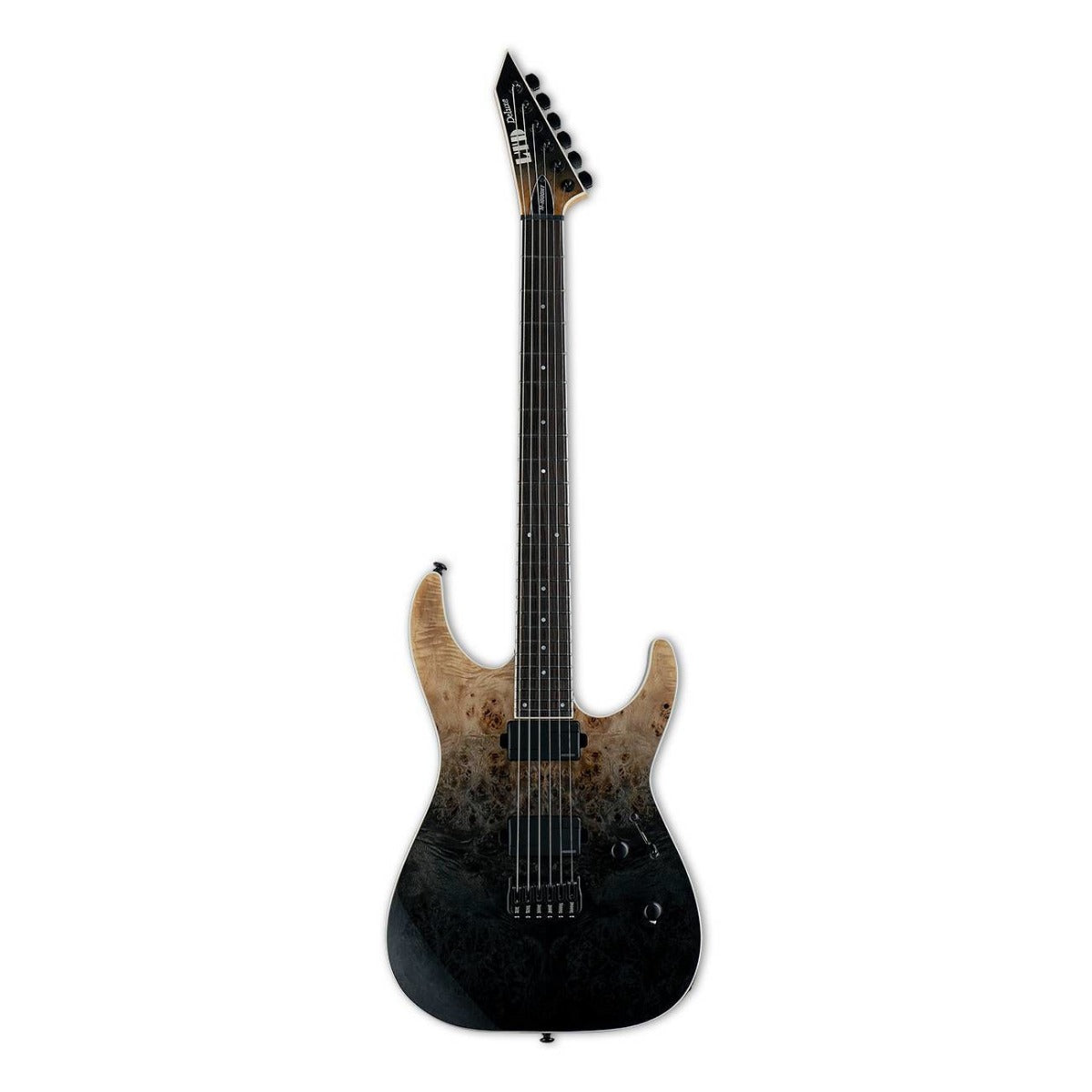 ESP LTD M-1000HT Burled Poplar Top in Black Fade