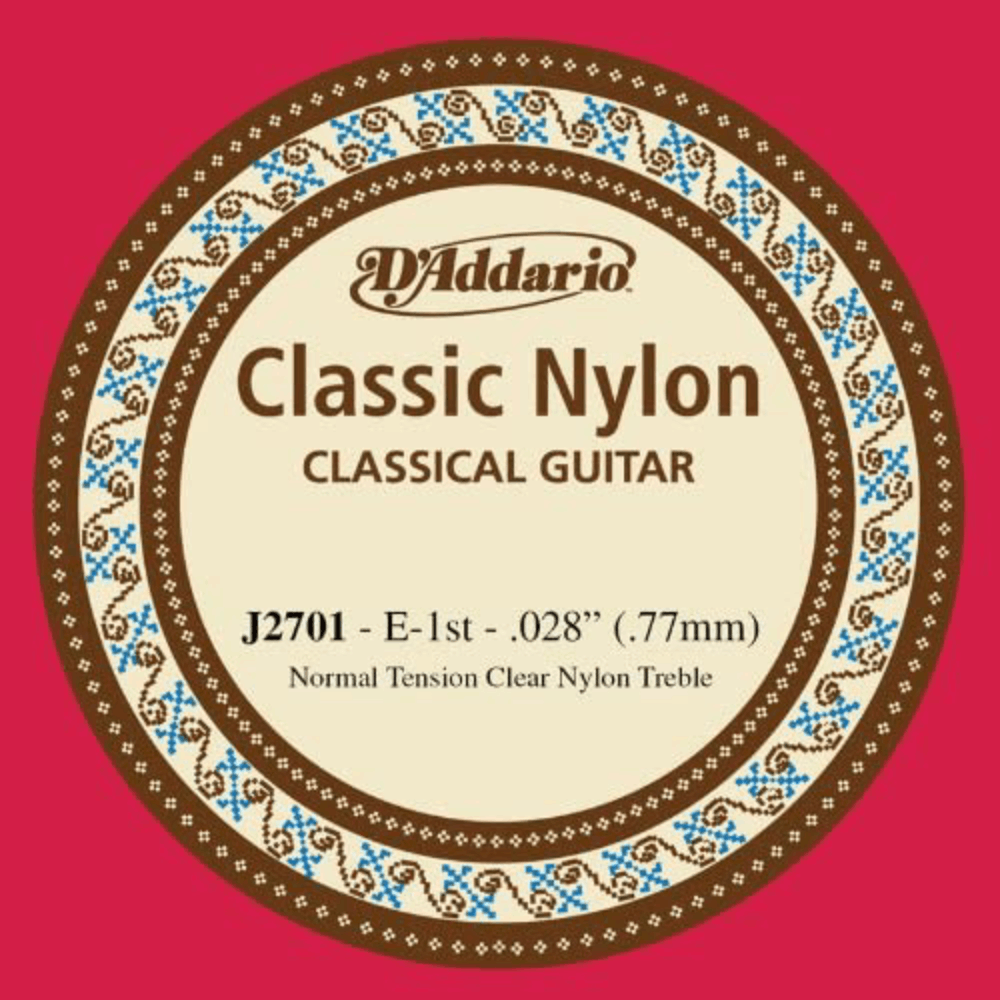 D'Addario  J2701 Student Nylon Normal Tension Classical Guitar Single 1st String .028 Gauge