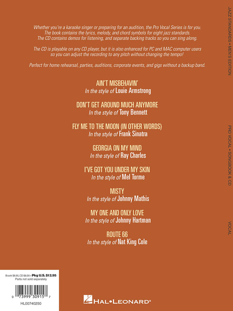 Jazz Standards Pro Vocal Mens Edition Volume 2 BK/CD