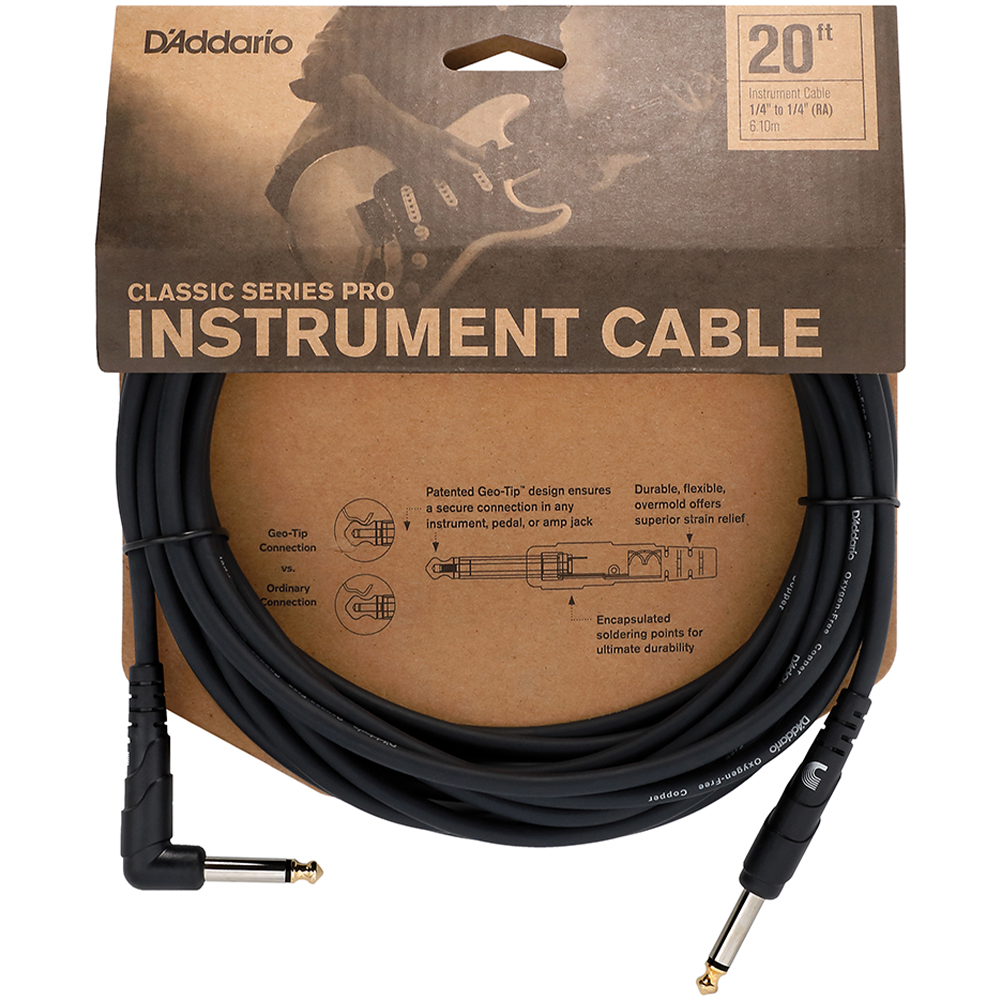 D'Addario Planet Waves 20' Right-Angle Classic Pro Guitar Cable