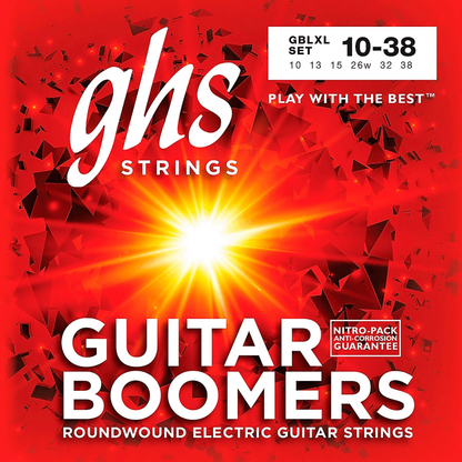 GHS GBLXL Boomers Light or Extra Light Electric Guitar Strings 10-38 Gauge