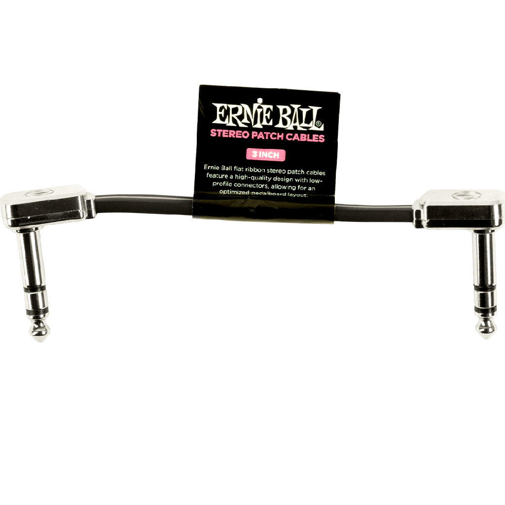 Ernie Ball 3" Flat Ribbon Stereo Patch Cable in Black