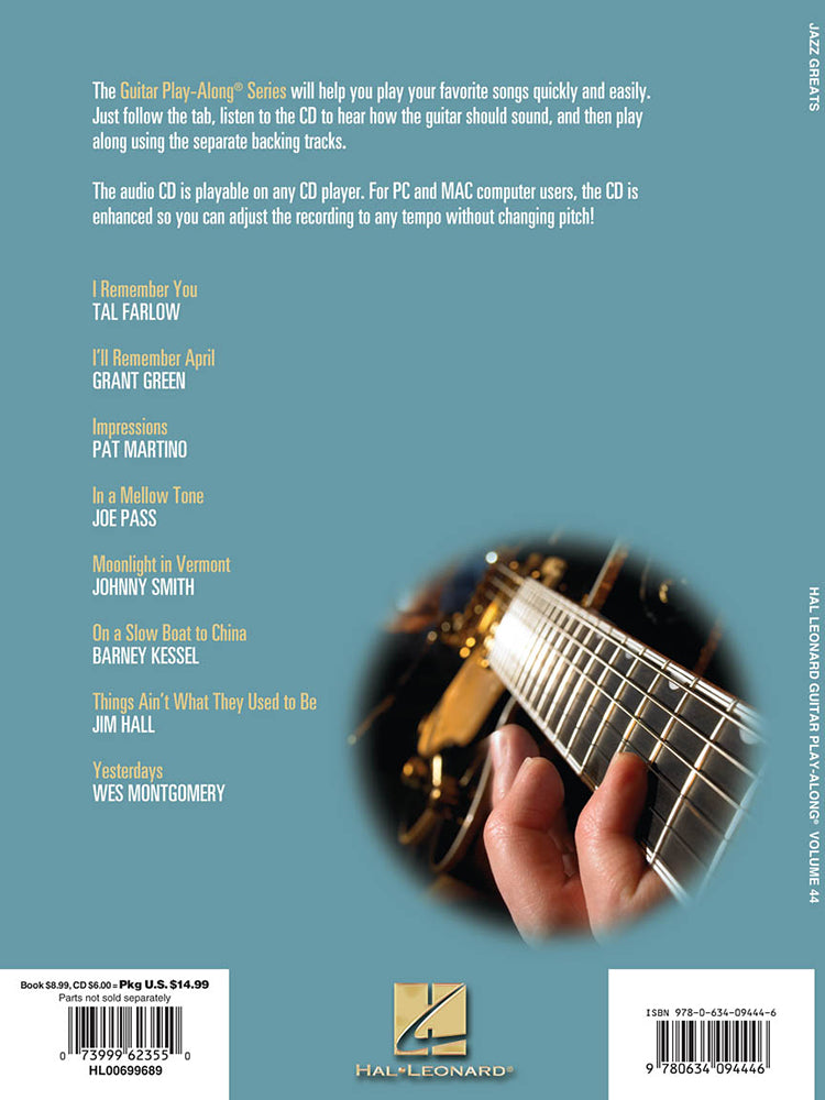 Jazz Greats Guitar Playalong Volume 44 BK/CD