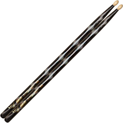 Vater VCBK5A Colour Wrap 5A Wood Tip Drumsticks in Black Optic