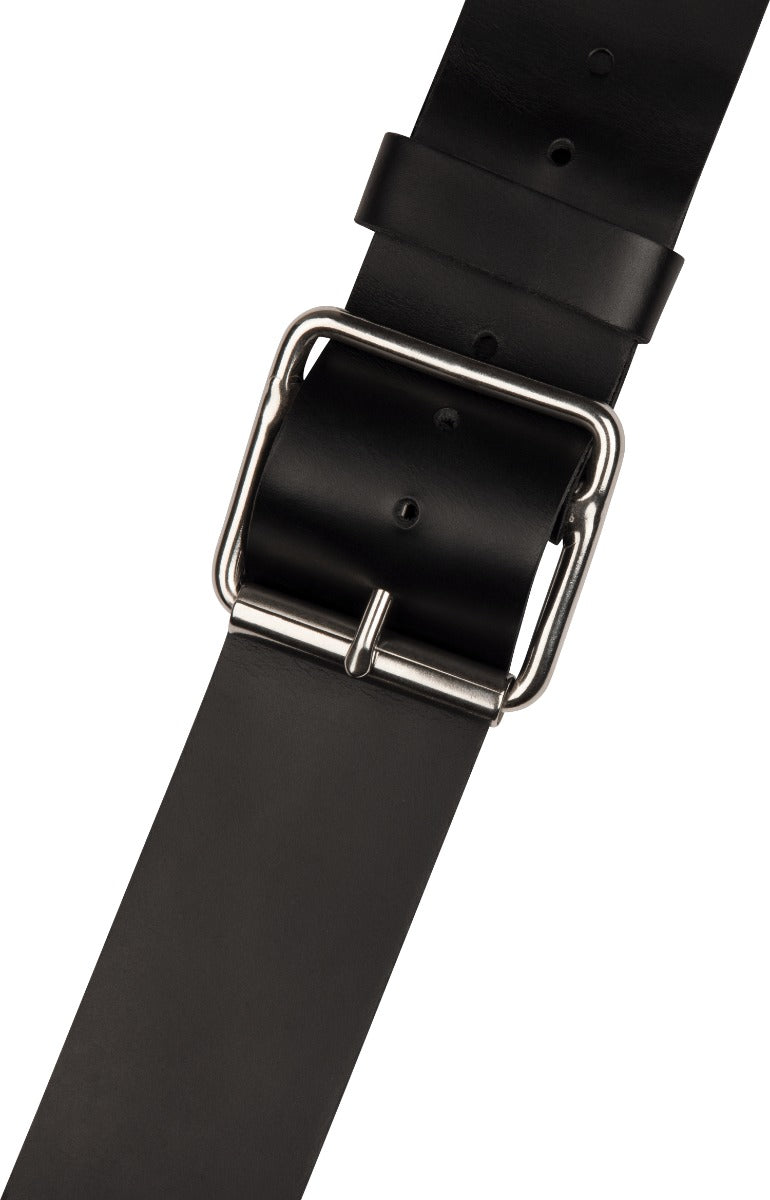 Jackson 2.5" Diagonal Stud Leather Strap in Black