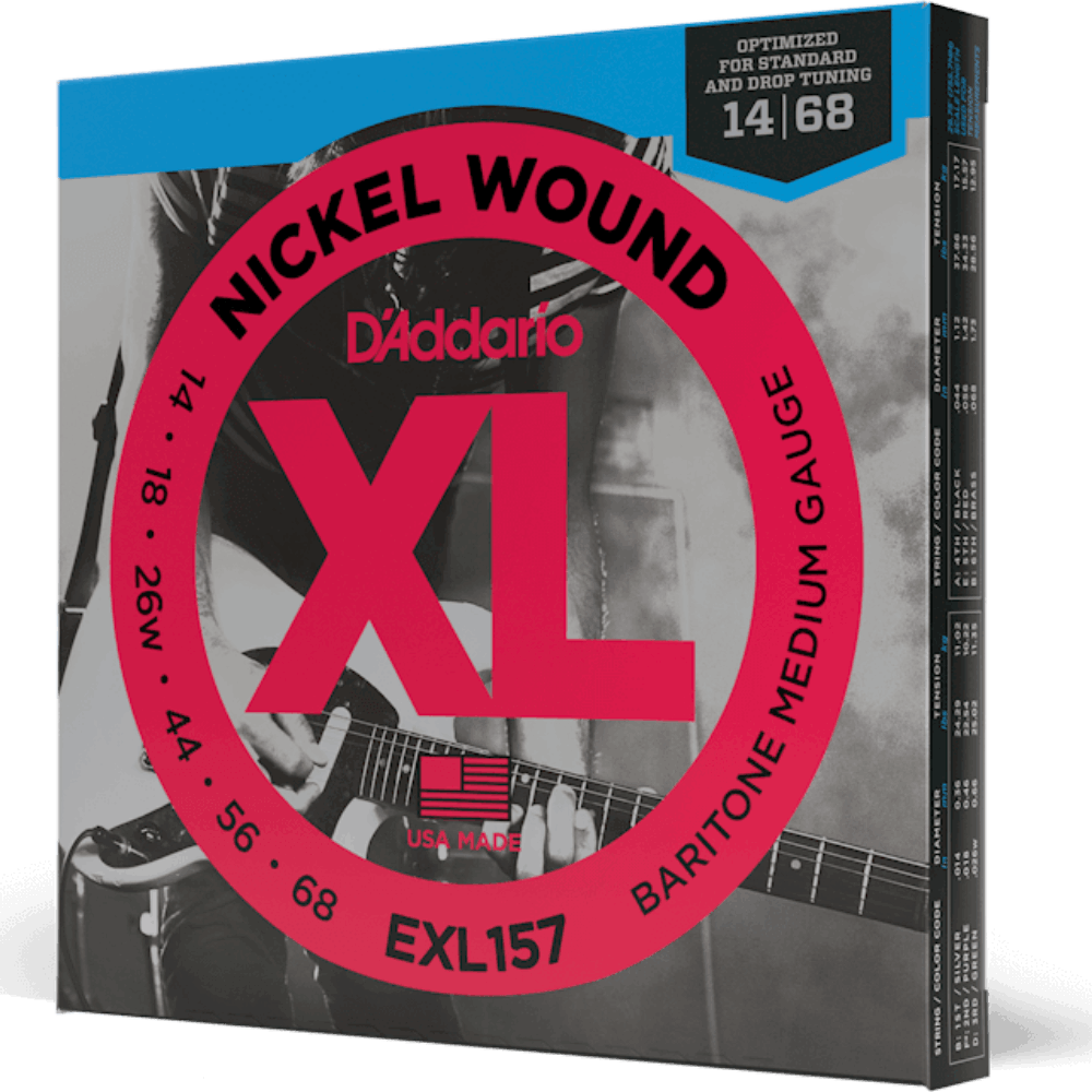 D'Addario EXL157 Nickel Wound Electric Guitar Strings Baritone Medium 14-68 Gauge