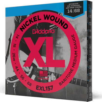 D'Addario EXL157 Nickel Wound Electric Guitar Strings Baritone Medium 14-68 Gauge