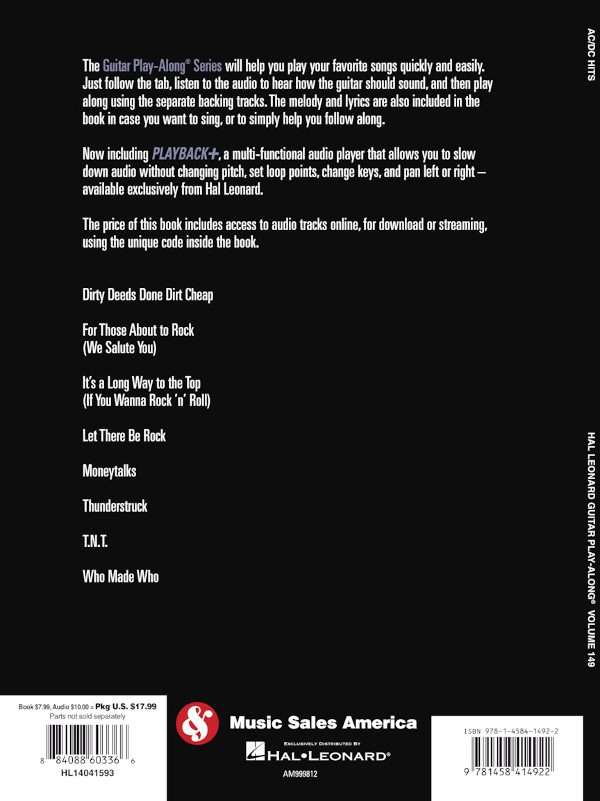 AC/DC Hits Guitar Play Along Volume 149 Tab