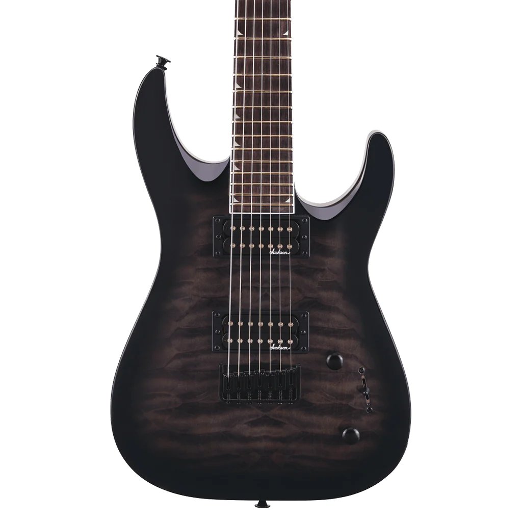 Jackson JS Series Dinky Arch Top JS22Q 7 DKA HT 7 Sreings in Transparent Black Burst