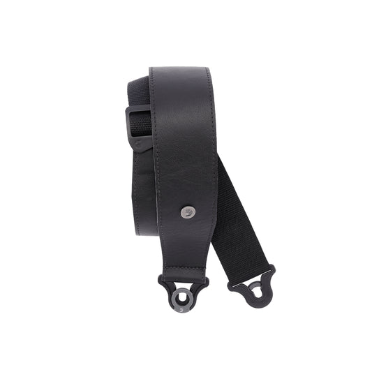D'Addario 2.5" Comfort Leather Auto Lock Guitar Strap in Black