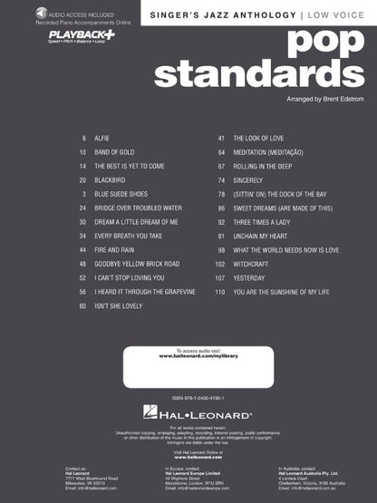 Pop Standards Singers Jazz Anthology Low Voice BK/OLA