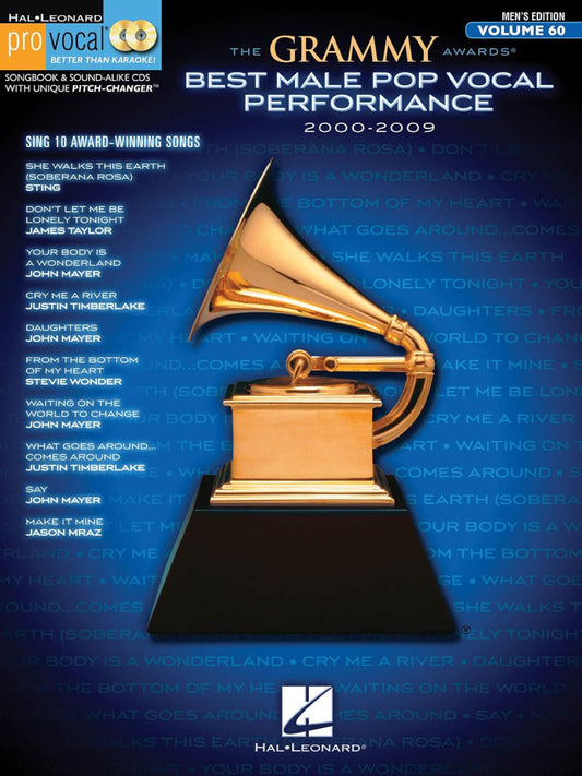 The Grammy Awards Best Male Pop Vocal Performance 2000-2009 Pro Vocal Men's Edition Volume 60 Bk/Cd