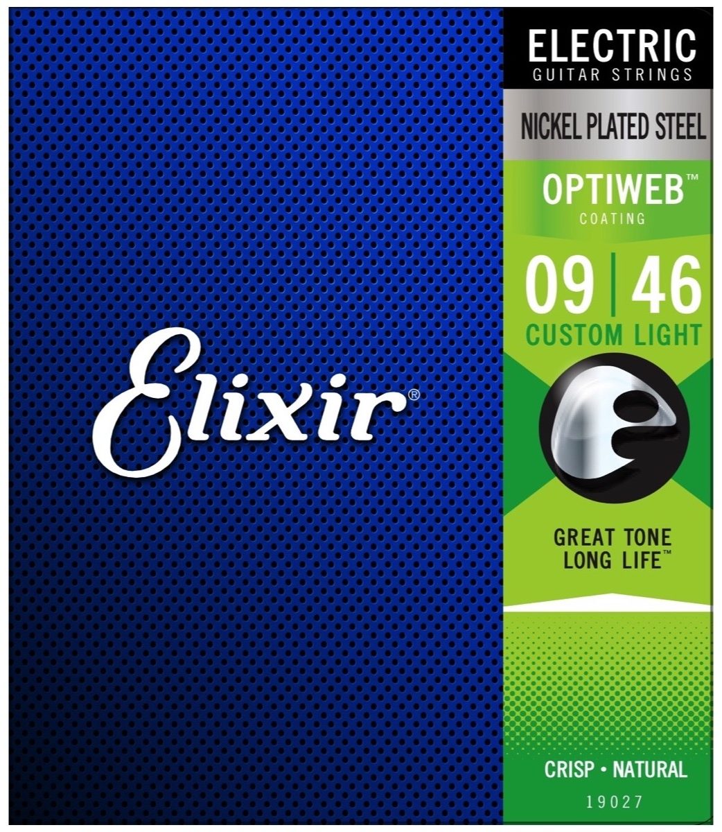 Elixir 19027 Elixir Optiweb Electric Guitar Strings Custom Light 9-46 Gauge