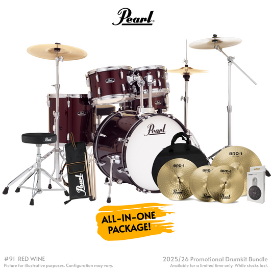 Pearl Roadshow-Plus 5-Piece Drum Kit with Cymbal Pack in Red Wine