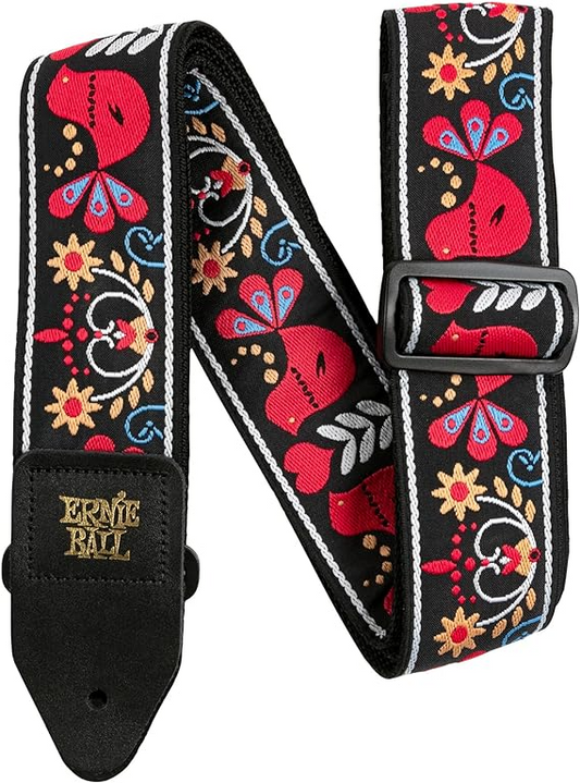 Ernie Ball Classis Jacquard Guitar Or Bass Strap in Redbird Rising