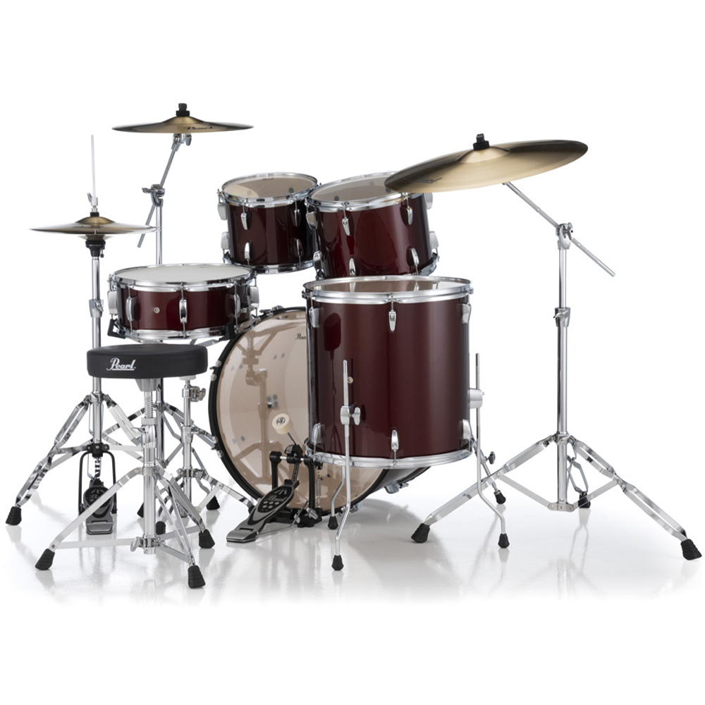 Pearl Roadshow-Plus 5-Piece Drum Kit with Pearl Cymbal Pack in Red Wine