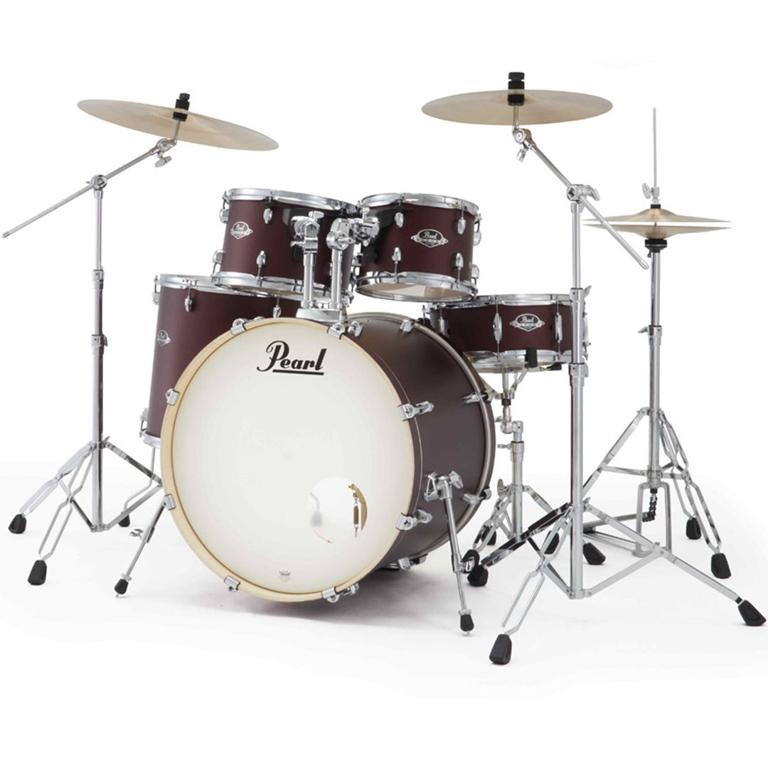 Pearl Export Plus 5-Piece Fusion Plus Drum Kit with Cymbal Pack in Satin Scarlet