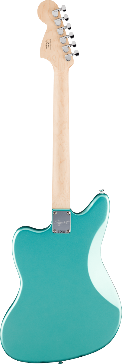 Squier FSR Affinity Series Jaguar, Laurel Fingerboard, White Pickguard in Mystic Surf Green