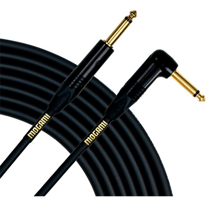 Mogami 10 ft Gold Straight End to Right Angle Instrument R Cable