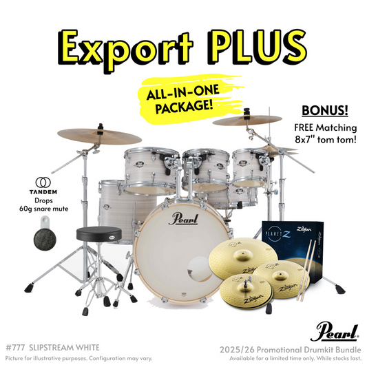 Pearl Export Plus 5-Piece Fusion Kit Drum Kit with Cymbal Pack in Slipstream White