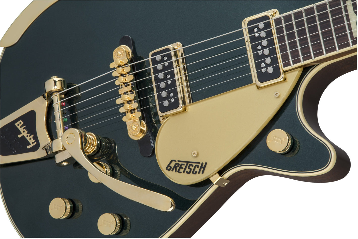 Gretsch G6128T-57 Vintage Select ’57 Duo Jet with Bigsby / TV Jones Pickups in Cadillac Green