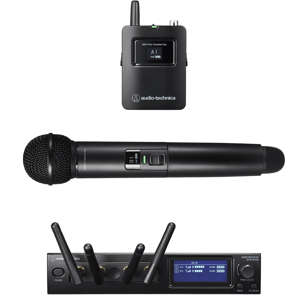 Audio-Technica System 20 PRO Wireless Mic System (One ATW-R1440 Receiver, One HH and One BP Transmitter)