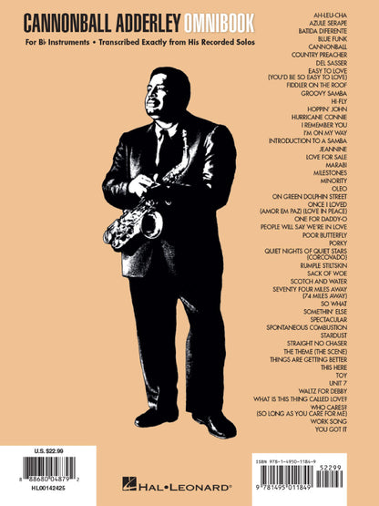 Cannonball Adderley Omnibook B Flat Edition