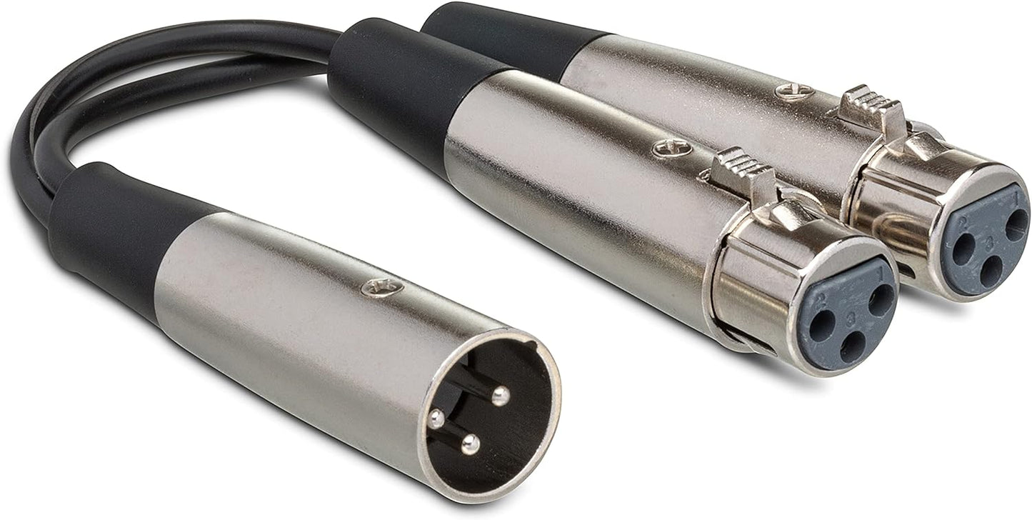 Hosa YXF119 XLR3M to Dual XLR3F Y Cable 6 Inch