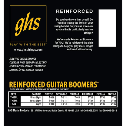GHS TGBL Reinforced Light Boomers Electric Guitar Strings 10-46 Gauge