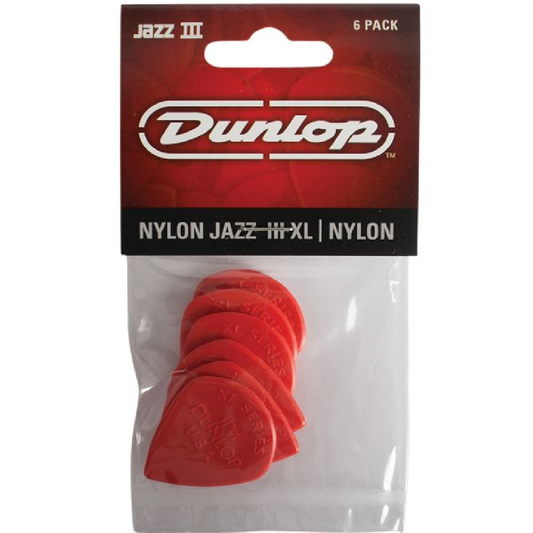 Jim Dunlop Nylon Player's Pack Jazz III XL Guitar Pick 6 Pack in Red