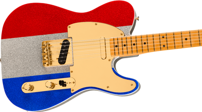 Fender Buck Owens Telecaster, Maple Fingerboard in Red, Silver and Blue Sparkle