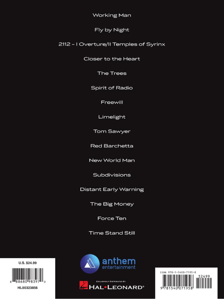 Rush The Spirit of Radio Greatest Hits 1974-1987 for Bass Guitar TAB RV