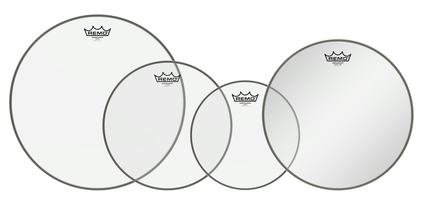 Remo Clear Ambassador Drum Head Pro Pack with 14″ Hazy Snare Side Head