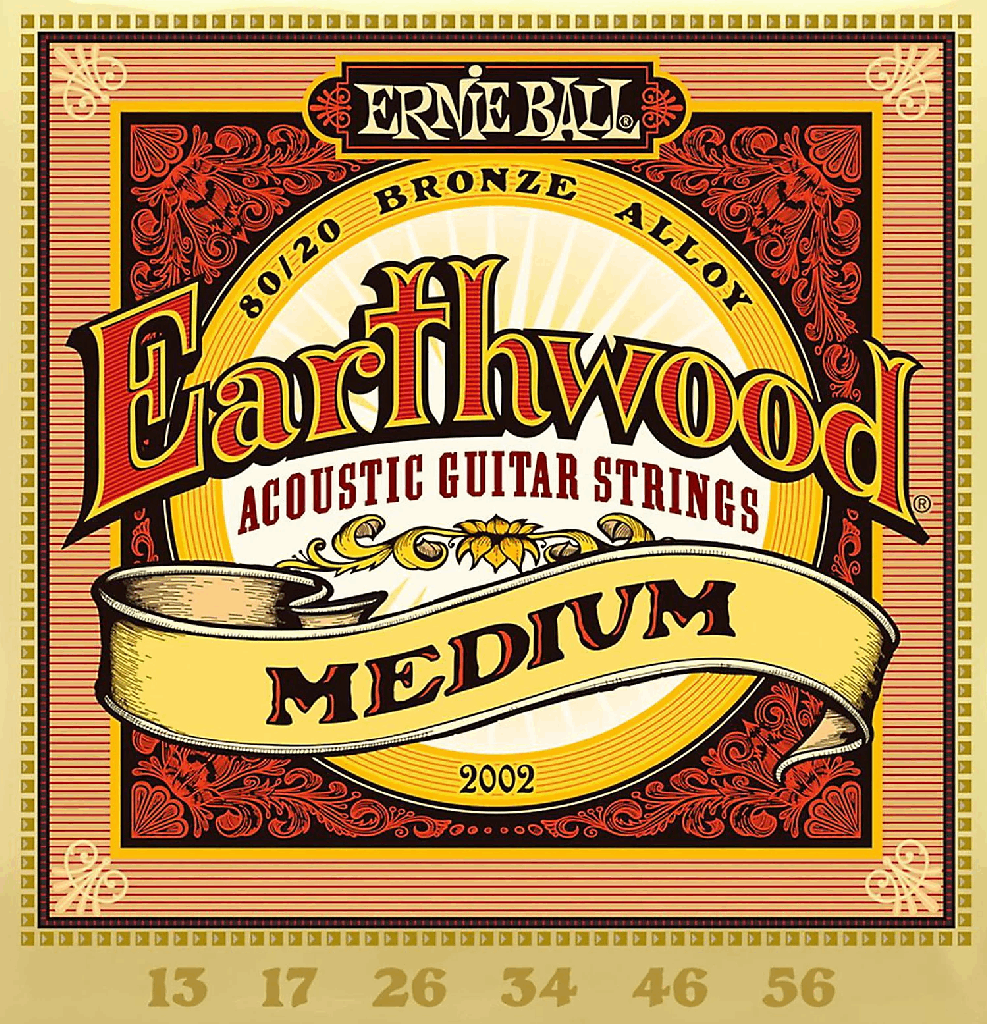 Ernie Ball MEDIUM EARTHWOOD 80/20 BRONZE ACOUSTIC GUITAR STRINGS 13-56 GAUGE