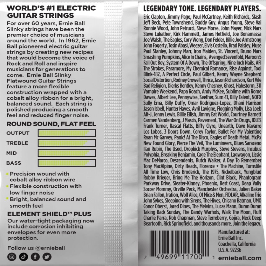 Ernie Ball Regular Slinky Flatwound Electric Guitar Strings 10-46 Gauge