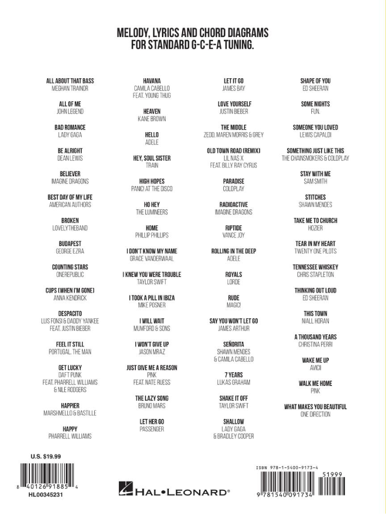 Ukulele Sheet Music 2010-2019 60 Hits to Strum & Sing