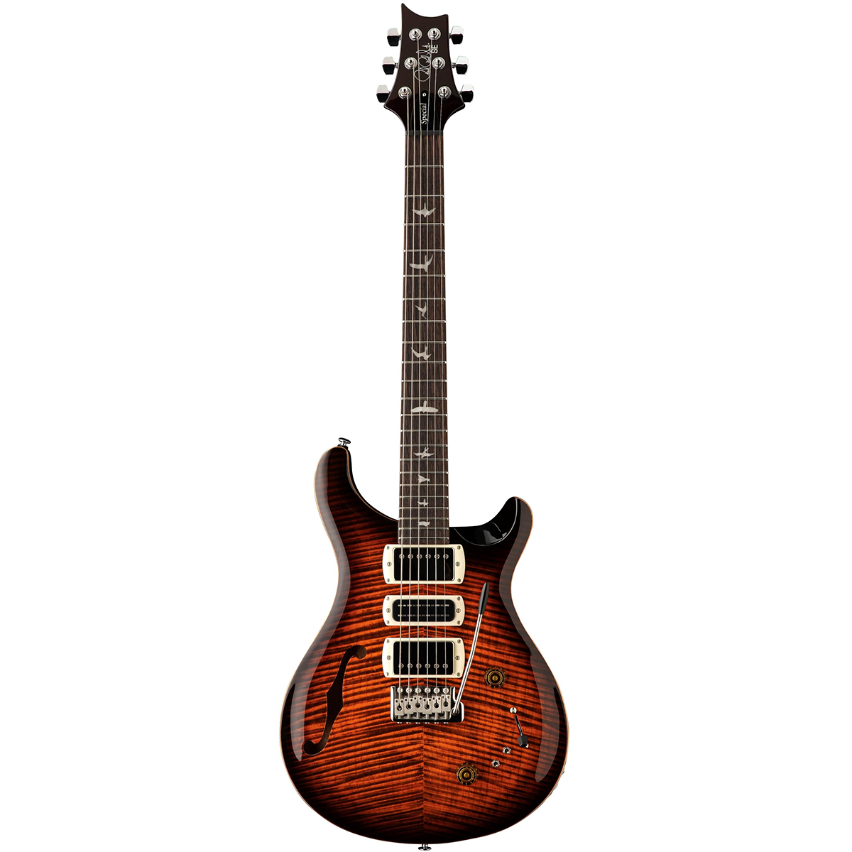 PRS SE Special Semi Hollow Electric Guitar in Orange Tiger Smokeburst