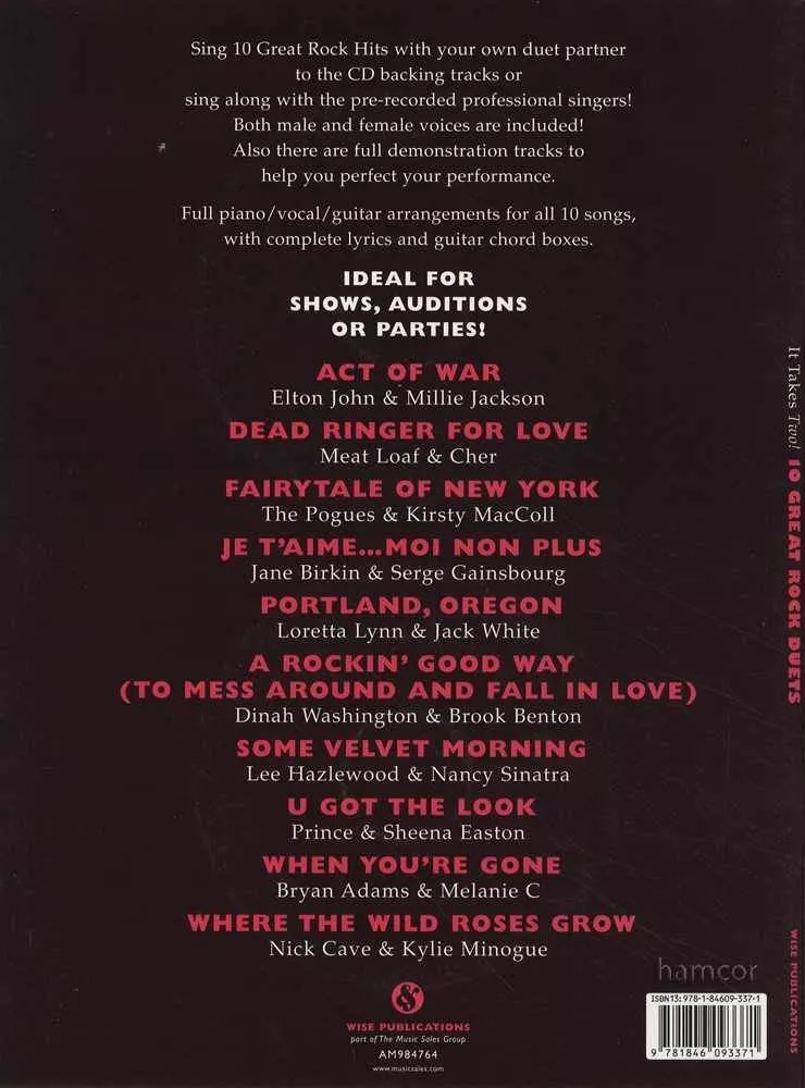 It Takes Two 10 Great Rock Duets PVG BK/CD